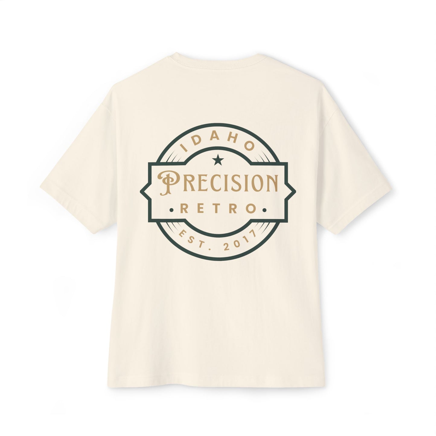 Precision Retro Idaho Logo Tee — Vintage Badge Oversized T‑Shirt - Precision Retrofits