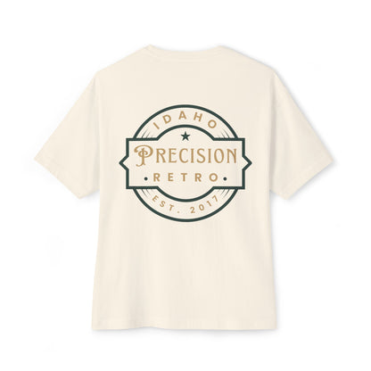 Precision Retro Idaho Logo Tee — Vintage Badge Oversized T‑Shirt - Precision Retrofits