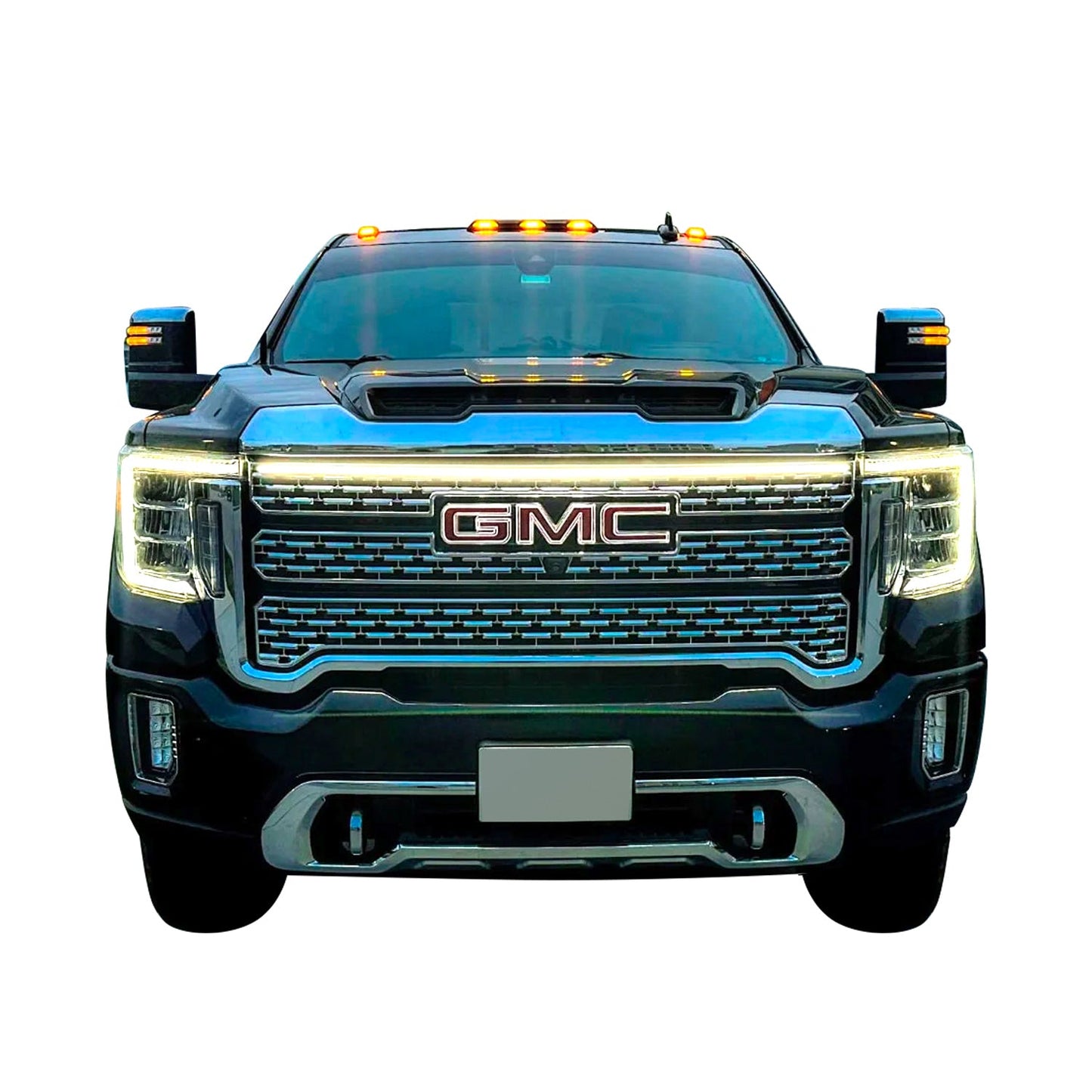2020-2023 GMC Sierra 2500/3500 Denali LED “Power” Grille Light Bar – IP67, Plug-and-Play Ready, Black/Silver - Precision Retrofits