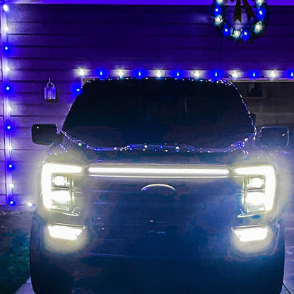 2021-2023 Ford F150 Lariat LED “Power” Grille Accent Bar – IP67, Black/Silver Frame - Precision Retrofits
