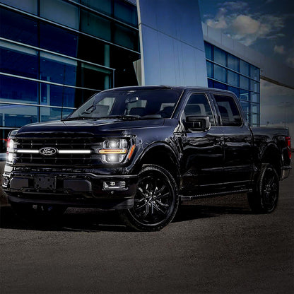 2024-2025 Ford F-150 XLT LED Center-Grille Bar – White DRL Strip, IP67, Bolt-On, Black or Silver Frame - Precision Retrofits