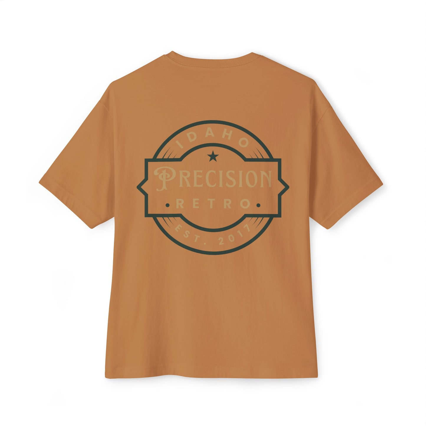Precision Retro Idaho Logo Tee — Vintage Badge Oversized T‑Shirt - Precision Retrofits