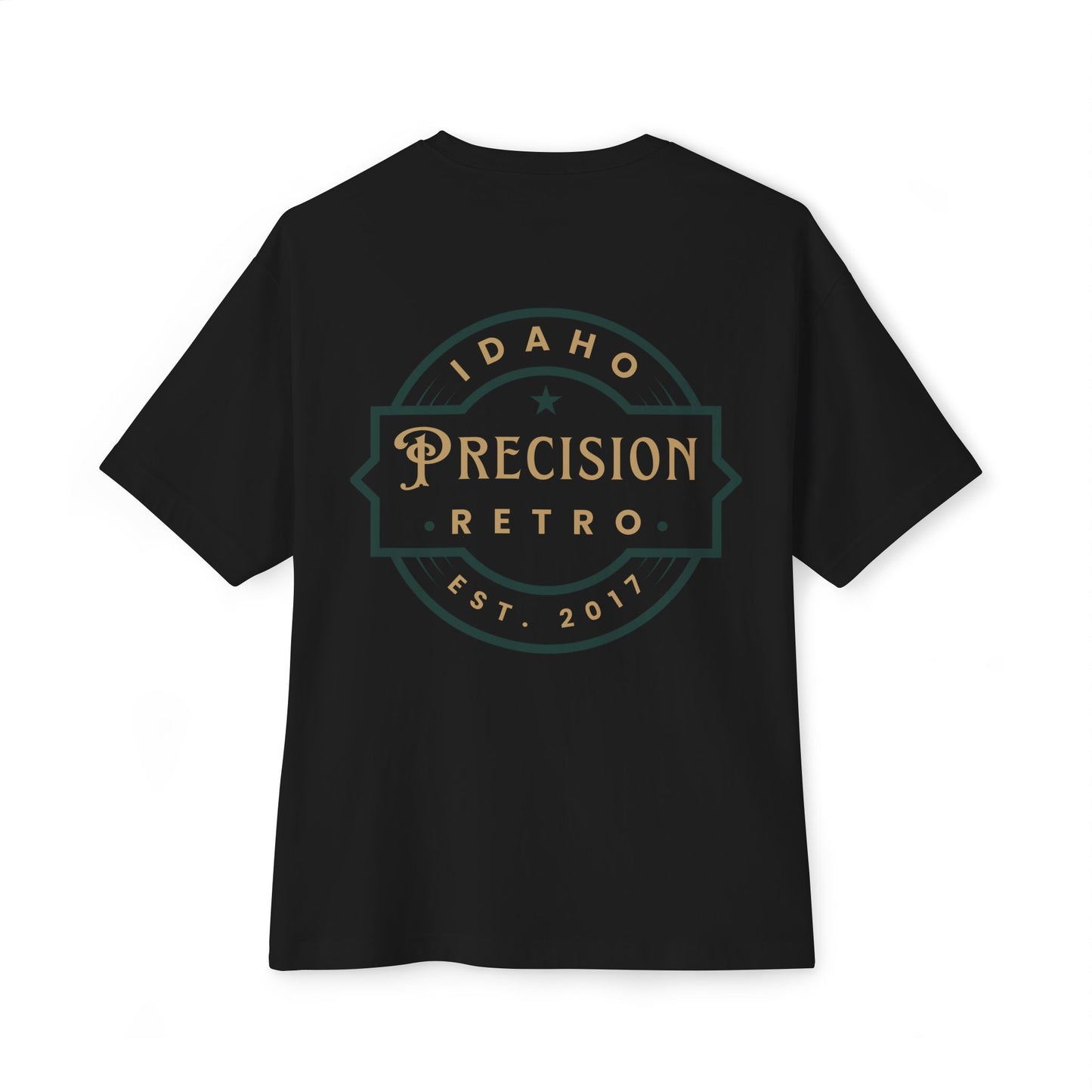 Precision Retro Idaho Logo Tee — Vintage Badge Oversized T‑Shirt - Precision Retrofits