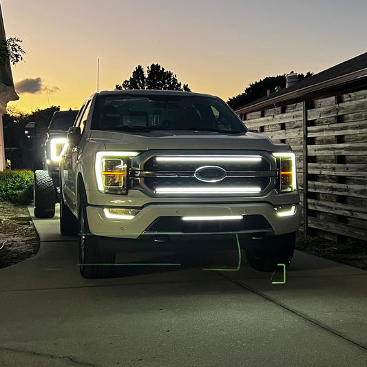 2021-2023 Ford F150 LED Grille Light Kit – Platinum/King Ranch/XLT, White DRL Strip, IP67 - Precision Retrofits