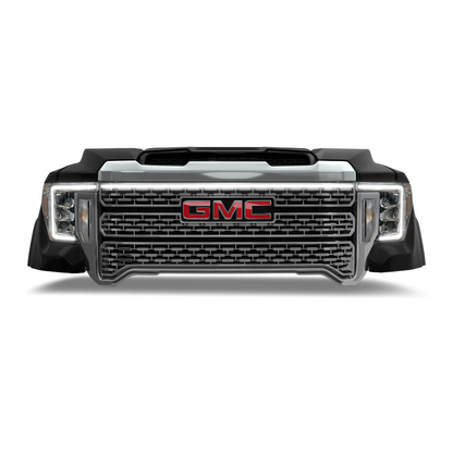 2020-2023 GMC Sierra 2500/3500 Denali LED “Power” Grille Light Bar – IP67, Plug-and-Play Ready, Black/Silver - Precision Retrofits
