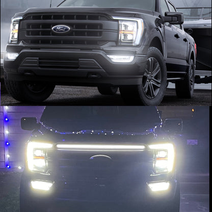 2021-2023 Ford F150 Lariat LED “Power” Grille Accent Bar – IP67, Black/Silver Frame - Precision Retrofits