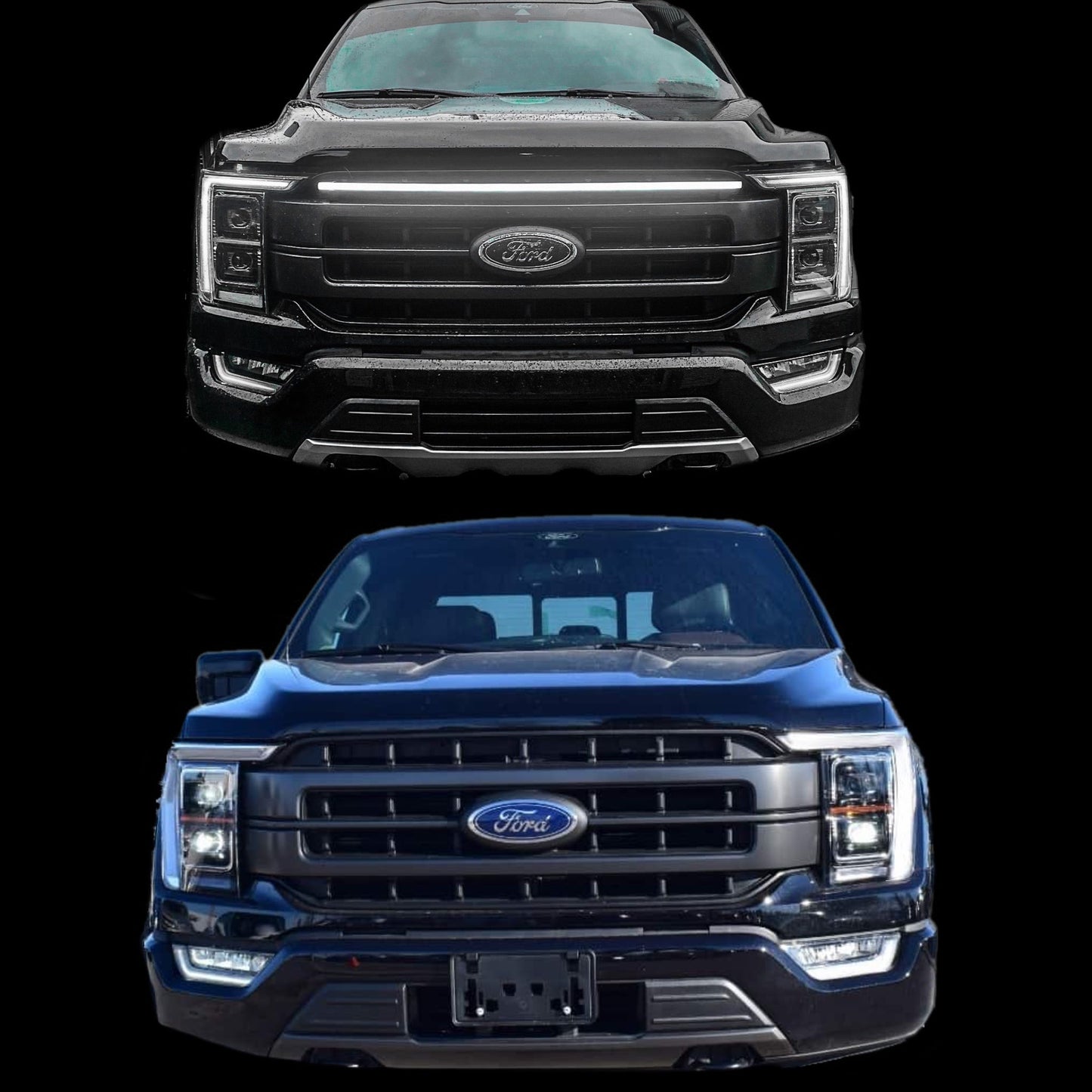 2021-2023 Ford F150 Lariat LED “Power” Grille Accent Bar – IP67, Black/Silver Frame - Precision Retrofits